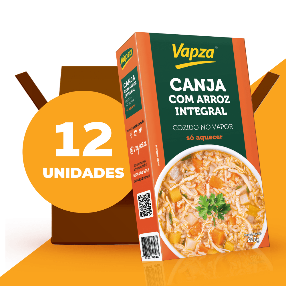 Kit com 12 Canjas com Arroz Integral 400g Vapza